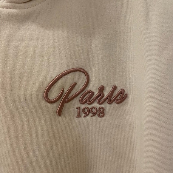 Better/Together Oversized Pullover Hoodie/Dorm Pant Set, Size S, Beige, Paris 98 - Picture 3 of 11